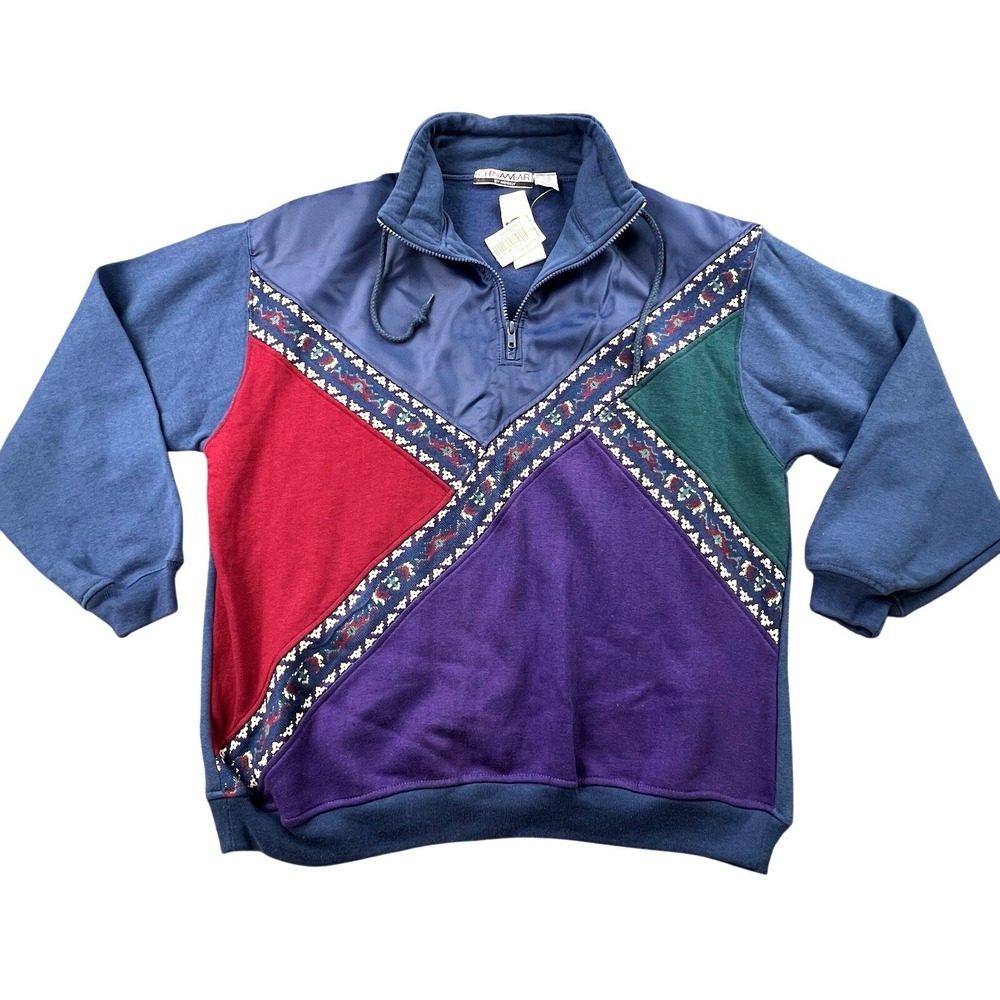 Chinawear by Morsly Vintage 1/4 Zip Colorblock Sweatshirt‎ L Fleece Lined